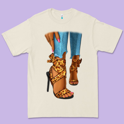 Premium Tee Leopard heels black fashion girl