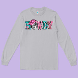 Valentines Day Howdy And Heart Gift Long Sleeve Tee Designed By Adodesignshop