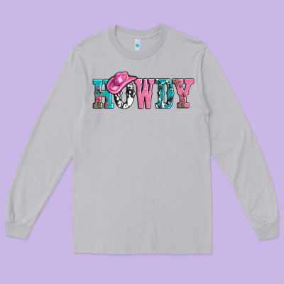 Valentines Day Howdy And Heart Gift Long Sleeve Tee Designed By Adodesignshop