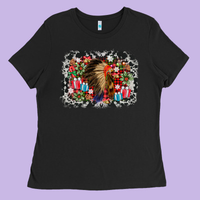 Indian Hat Christmas Ladies Tee Designed By Adodesignshop