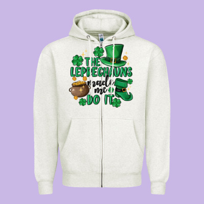 The Leprechauns Made Me Do It Zipper Hoodie Designed By Maliassmallbusiness
