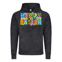 Vintage Black happy easter with eggs Vintage Hoodie - Neo Western