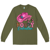 Army Green valentines day cowgirl hat and howdy Long Sleeve Tee - AdoDesignShop
