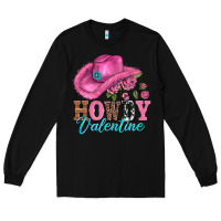 Black valentines day cowgirl hat and howdy Long Sleeve Tee - AdoDesignShop