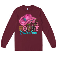Burgundy valentines day cowgirl hat and howdy Long Sleeve Tee - AdoDesignShop