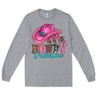 Heather Grey valentines day cowgirl hat and howdy Long Sleeve Tee - AdoDesignShop