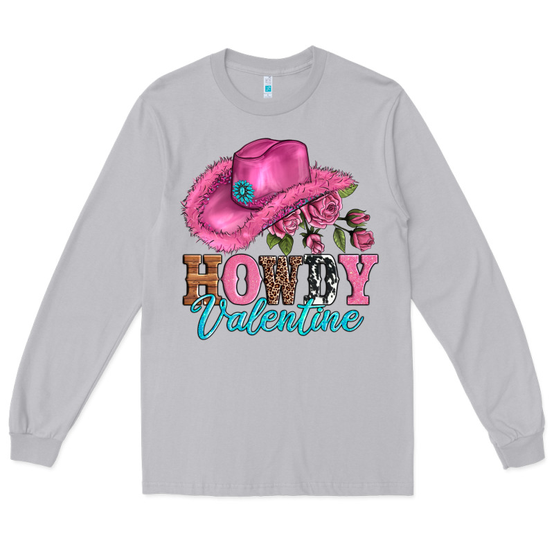 Valentines Day Cowgirl Hat And Howdy Long Sleeve Tee by AdoDesignShop | Teevron