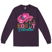 Plum valentines day cowgirl hat and howdy Long Sleeve Tee - AdoDesignShop