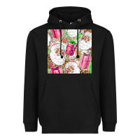 Pink Christmas Santa Claus And Gift Box Heavyweight Hoodie | Teevron