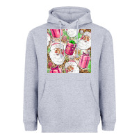 Heather Grey Pink Christmas Santa Claus and gift box Heavyweight Hoodie - NancyCooperArtShop