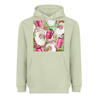 Matcha Pink Christmas Santa Claus and gift box Heavyweight Hoodie - NancyCooperArtShop