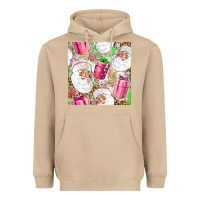 Mushroom Pink Christmas Santa Claus and gift box Heavyweight Hoodie - NancyCooperArtShop
