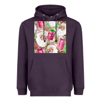 Plum Pink Christmas Santa Claus and gift box Heavyweight Hoodie - NancyCooperArtShop