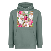Sage Pink Christmas Santa Claus and gift box Heavyweight Hoodie - NancyCooperArtShop