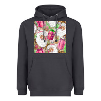 Smoke Pink Christmas Santa Claus and gift box Heavyweight Hoodie - NancyCooperArtShop
