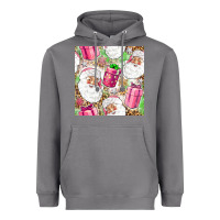 Storm Pink Christmas Santa Claus and gift box Heavyweight Hoodie - NancyCooperArtShop