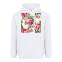 White Pink Christmas Santa Claus and gift box Heavyweight Hoodie - NancyCooperArtShop