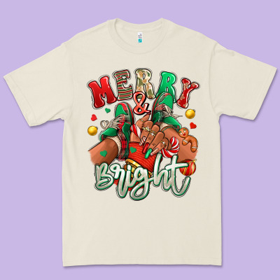 Premium Tee Merry and bright black girl sneakers