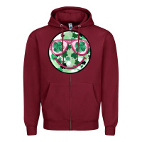 Burgundy st patrick's smiley Zipper Hoodie - MaliasSmallBusiness