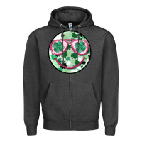 Charcoal Heather st patrick's smiley Zipper Hoodie - MaliasSmallBusiness