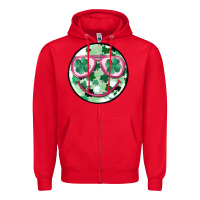 Red st patrick's smiley Zipper Hoodie - MaliasSmallBusiness