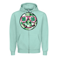 Seafoam st patrick's smiley Zipper Hoodie - MaliasSmallBusiness