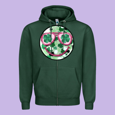 St Patrick's Smiley Zipper Hoodie Designed By Maliassmallbusiness