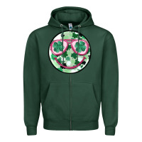 Sports Green st patrick's smiley Zipper Hoodie - MaliasSmallBusiness