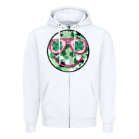 White st patrick's smiley Zipper Hoodie - MaliasSmallBusiness