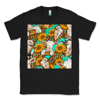 Black sunflowers and goat western seamless pattern Classic Tee - BundleAndBundleShop