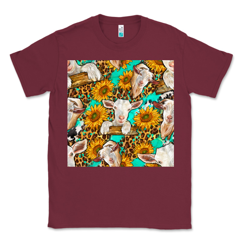 Sunflowers And Goat Western Seamless Pattern Classic Tee by BundleAndBundleShop | Teevron