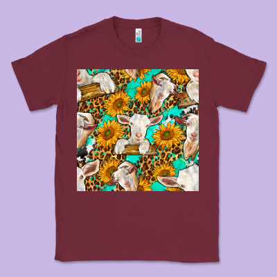 Sunflowers And Goat Western Seamless Pattern Classic Tee Designed By Bundleandbundleshop