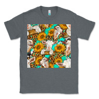 Charcoal Heather sunflowers and goat western seamless pattern Classic Tee - BundleAndBundleShop