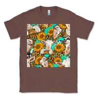 Chestnut sunflowers and goat western seamless pattern Classic Tee - BundleAndBundleShop