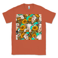 Copper sunflowers and goat western seamless pattern Classic Tee - BundleAndBundleShop