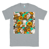 Heather Grey sunflowers and goat western seamless pattern Classic Tee - BundleAndBundleShop