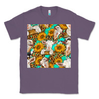 Lavender sunflowers and goat western seamless pattern Classic Tee - BundleAndBundleShop