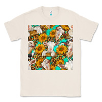 Natural sunflowers and goat western seamless pattern Classic Tee - BundleAndBundleShop