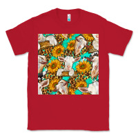 Red sunflowers and goat western seamless pattern Classic Tee - BundleAndBundleShop
