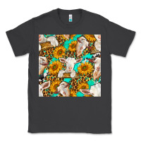 Smoke sunflowers and goat western seamless pattern Classic Tee - BundleAndBundleShop