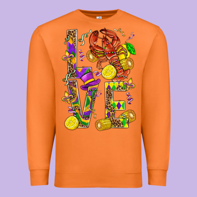 Love Crawfish Mardi Gras Premium Sweatshirt Designed By Bundleandbundleshop
