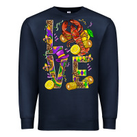 Navy Love Crawfish Mardi Gras Premium Sweatshirt - BundleAndBundleShop