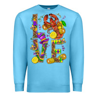 Ocean Blue Love Crawfish Mardi Gras Premium Sweatshirt - BundleAndBundleShop