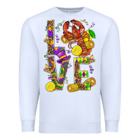 White Love Crawfish Mardi Gras Premium Sweatshirt - BundleAndBundleShop
