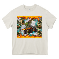 Cream monster truck dinosaur t rex tumbler Heavy Core Tee - Artiststas