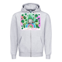 Heather Grey st patrick's gnome Zipper Hoodie - MaliasSmallBusiness