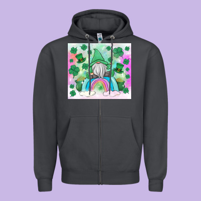 St Patrick's Gnome Zipper Hoodie Designed By Maliassmallbusiness