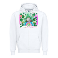 White st patrick's gnome Zipper Hoodie - MaliasSmallBusiness