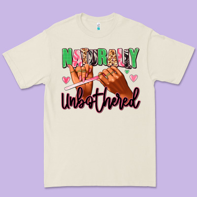 Premium Tee Naturally unbothered afro nails