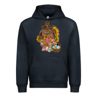 Navy Western Rabbit with sunflowers Easter Day Urban Hoodie - HowdyJamesFarm